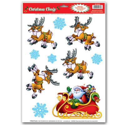 Santa Sleigh Window Clings