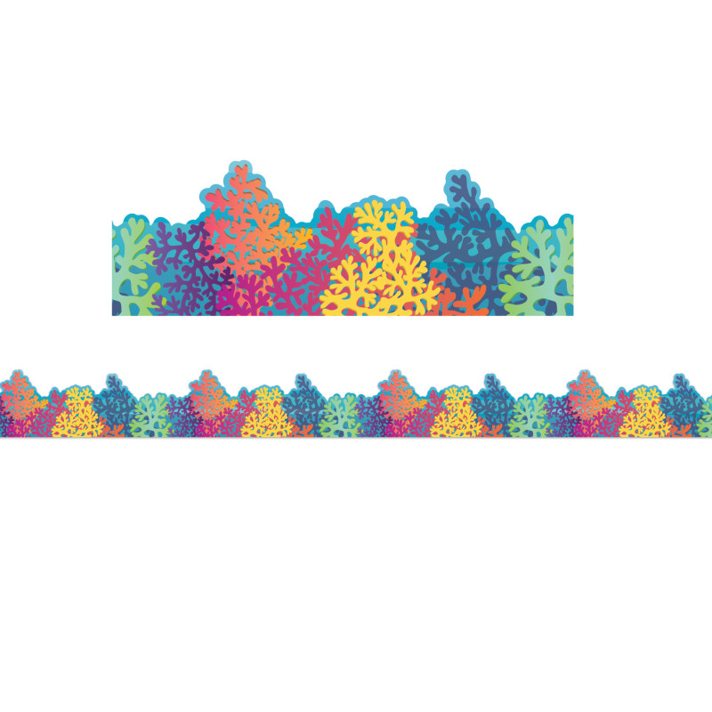 Seas the Day Colorful Coral Reef Extra Wide Die-Cut Deco Trim