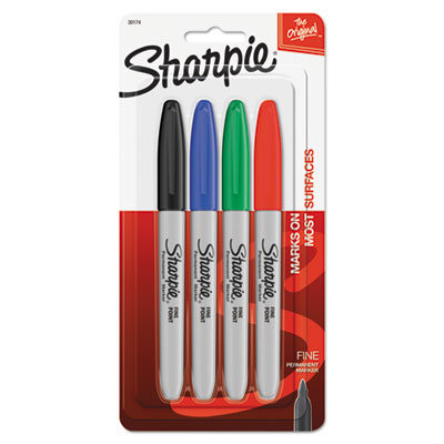 Sharpie Permanent Marker, Fine Point, 4 color set