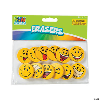 Smile Face Erasers 12 Pack