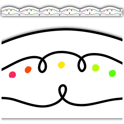 Squiggles and Colorful Dots Border Die Cut Trim