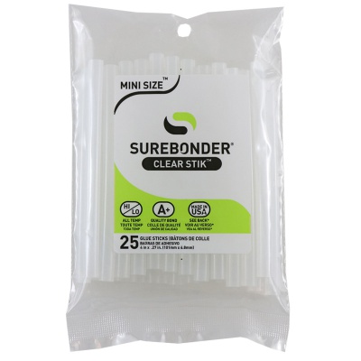 Surebonder Mini Size 4 Clear Hot Glue Stick, Dual Temperature, 25 Pack