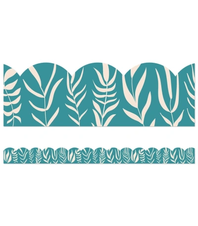 Teal With Leaves Border