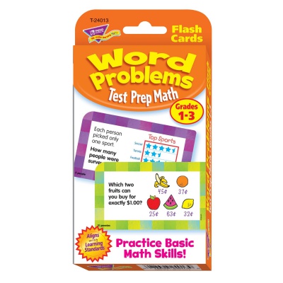 Test Prep Math Word Problems Challenge Cards, Grades 1-3