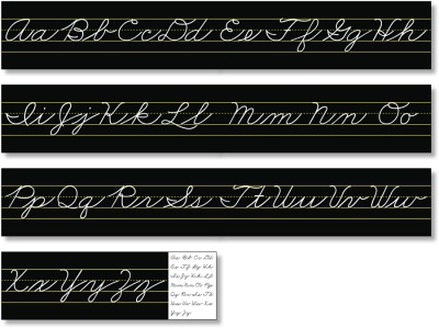 Traditional Cursive Alphabet Line, Black and White