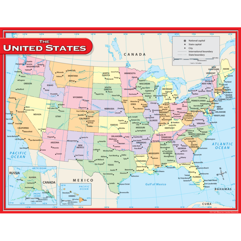 United States Map Chart for Geography Learning | All Grades
