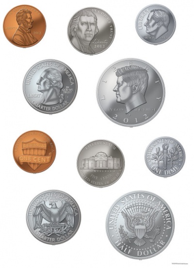 U.S. Coins Large Accents 10 Designs