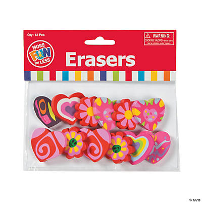 Valentine Heart Shapes Erasers 12 Pack