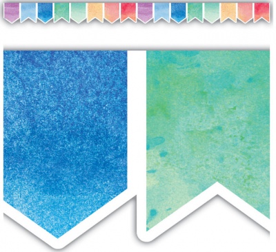 Watercolor Pennants Die-Cut Border Trim