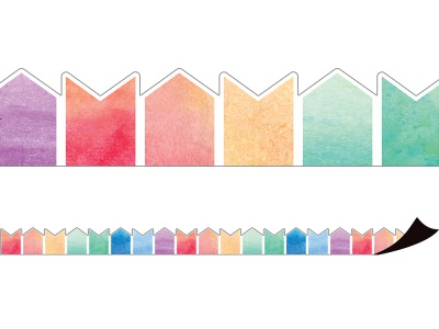 Watercolor Pennants Magnetic Border