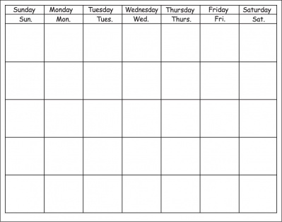 White Blank Horizontal Calendar 28 x 22