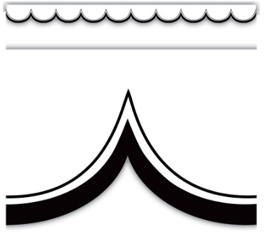 White with Black Trim Scalloped Border