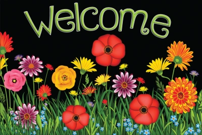 Wildflower Poppy Welcome Mat